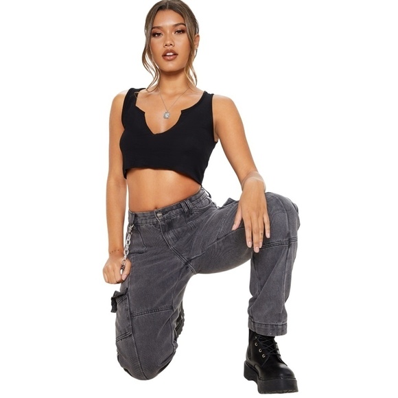 Pretty Little Thing 2X Crop Tops Made in the UK Jersey Knit Sexy Lightweight - Picture 2 of 13